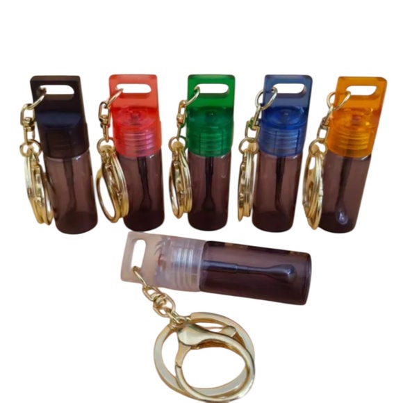 mini glass spice dispenser keychain: extending spoon scoop snuff storage stash - Picture 2 of 14